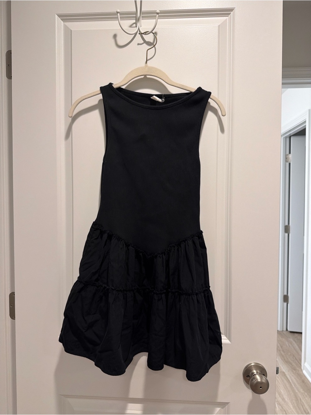Sleeveless Black Tiered Mini Dress
